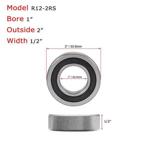 Donepart R16-2RS ball bearing, 1 inch bore, 2 inch OD, 1/2 inch width, double rubber sealed metal bearing
