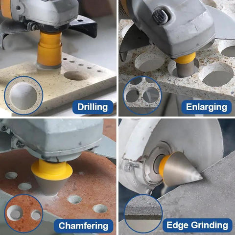 Diamond Drill Bits Kit With 5/8-11 Thread For Porcelain Tile Ceramic Marble Brick Concrete Vacuum Brazed Hole Saw Set For Dry And Wet Drilling in use for drilling, enlarging, chamfering and edge grinding.