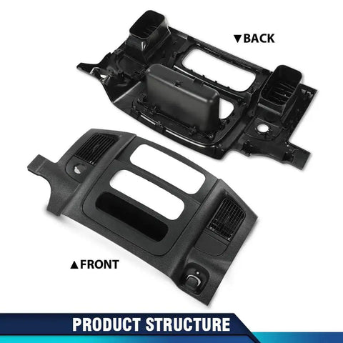 Front and back of Dash Center Radio Bezel Trim Panel With Storage Box For Dodge Ram 1500 2002-2005