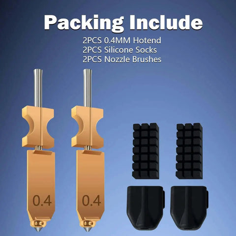 Fits AD5X 3D Printer Upgraded 0.4mm All Metal Hotend Nozzle Kit with 2 nozzles, 2 silicone socks, 2 nozzle brushes