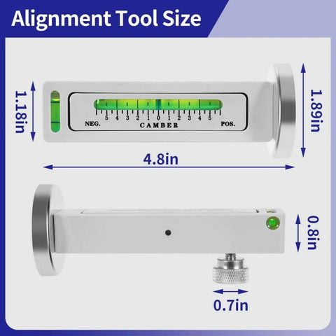Adjustable Magnetic Wheel Alignment Gauge Tool For Camber Caster And Toe Measurements, compact size details on display