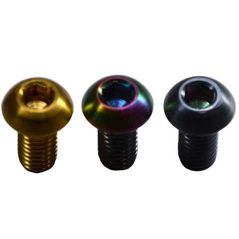Gold Titanium M8x1.25 30mm Hex Socket Button Head Screws 6 Piece Set Gr5 Titanium Fasteners Nano Coated For Bike Frame Shifter Handlebar