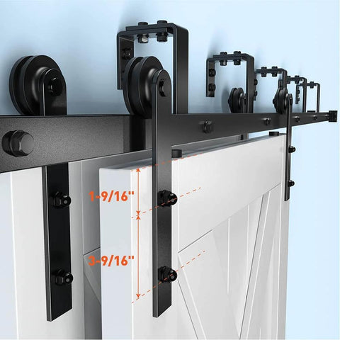 10 Foot Double Track Bypass Sliding Barn Door Hardware Kit For Two Doors With I Shape Hangers DIY Friendly
