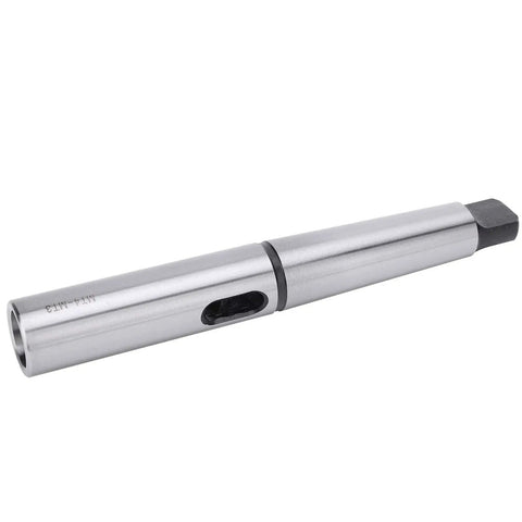 Lengthened Morse taper drill sleeve reducing adapter MT4 MT3, steel, silver CNC fixture tool.