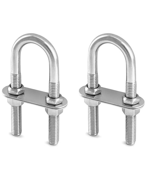 Marine Boat Stern Eye Tie Down U Bolt Kit 2 Pack Three Eighths Inch Diameter Two And A Half Inch Thread Length Stainless Steel
