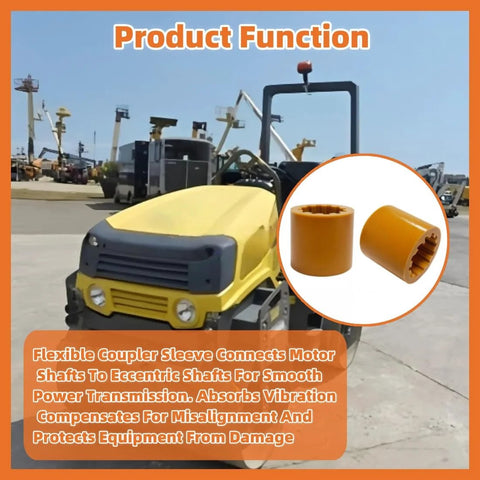 Two orange flexible coupler sleeves for Wacker Neuson RD880, RD11, RD12-90, RD16-100 rollers