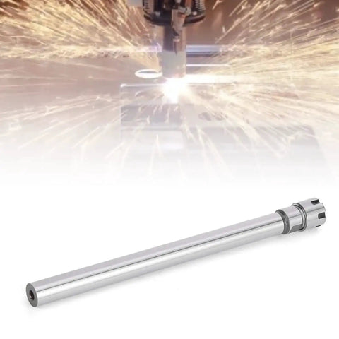 ER11M-150L Straight Shank Collet Chuck Holder for CNC milling with sparks in background, 150mm long shank, precision tooling