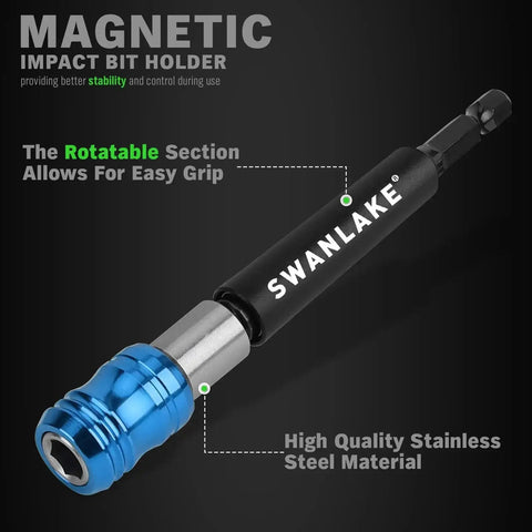 Magnetic impact bit holder with rotatable section from Heavy Duty Impact Torx Bit Set 27-Piece With 1 In And 2 In Tamper Proof Security Bits