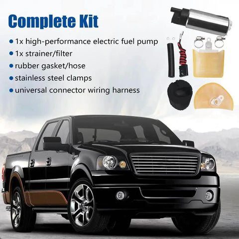 255 LPH High Flow In Tank Fuel Pump Kit With Strainer And Wiring 38mm Body Diameter Universal Fit For Gasoline Vehicles 12V System