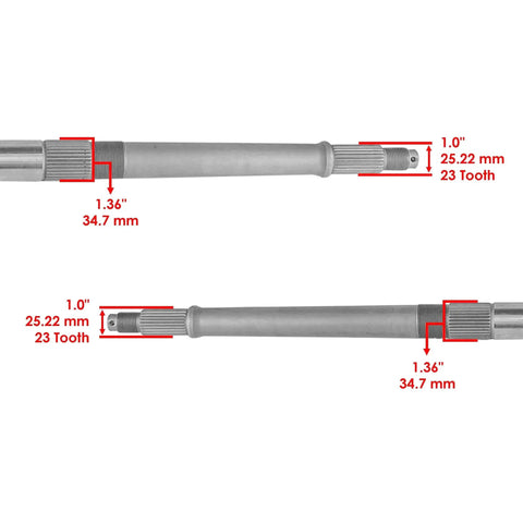 Rear Axle Shaft Bearing Housing Carrier Hub for Polaris ATV Replacement, dimensions labeled, close-up view of 23 tooth ends.