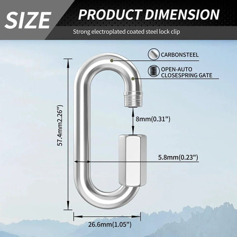 15 Pack Heavy Duty Chain Hooks Quick Links In 304 Stainless Steel One Quarter Inch Locking Carabiners Anti Rust Chain Connectors