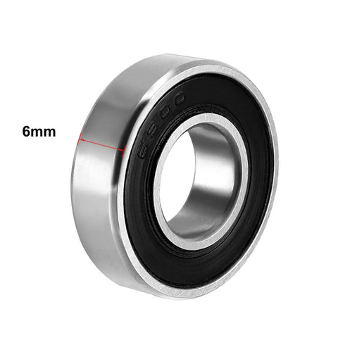 uxcell deep groove ball bearing, 10x22x6mm, double sealed carbon steel, silver with black seal