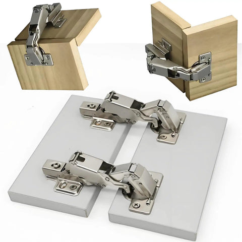4 Piece 180 Degree And 175 Degree Large Angle Soft Close Frameless Cabinet Hinges Set With 24 Self Tapping Screws, installed view