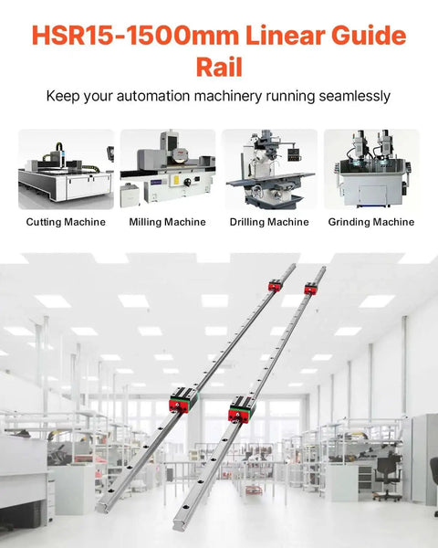 Pro Grade Linear Guide Rail Kit 2x HSR15 1500mm Rails With 4 Pillow Block Bearings For CNC Routers Grinding Machines And Industrial Equipment Plug And Play Ready To Install