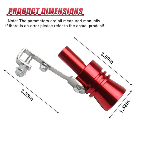 Universal Car Exhaust Whistle Aluminum Alloy Tail Pipe Roar Sound Booster, red, 3.09x1.32 in, with wrench and nut.