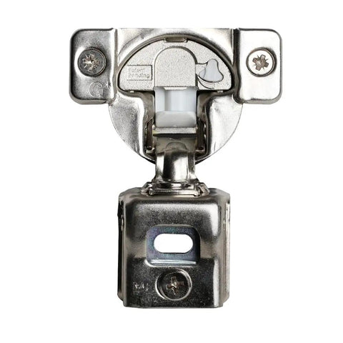 Soft Close Cabinet Hinge For Face Frame Cabinets One And A Quarter Inch Overlay 108 Degree Wrap Around Mount Nickel Plated 2 Pack TEC 864 G02910A15 With Three Tier Adjustment Press In Dowel By Grass, front view
