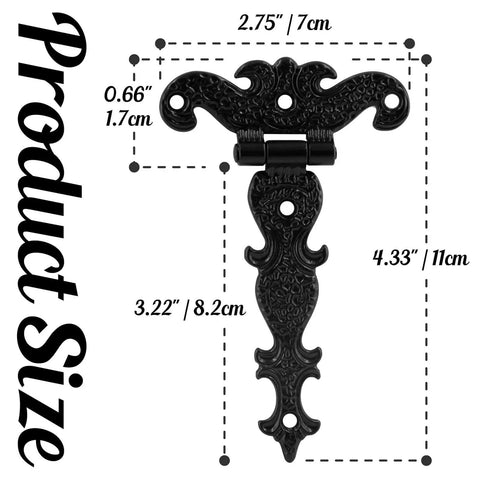 Tee Strap Hinge Set Heavy Duty Antique Black Hinges For Barn Doors And Gates 4.33 By 2.75 Inches High Strength Zinc Alloy