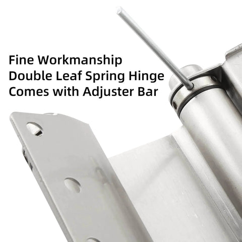 Close-up of 3 Inch Double Action Spring Door Hinge Set Self Closing For Saloon Bar Pub Cafe Doors Satin Nickel Finish with Adjuster Bar