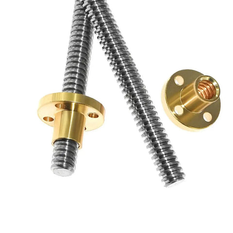 1200Mm T8 Lead Screw With 2Mm Lead And 2Mm Pitch, Stainless Steel Rod With Copper Nut, Pre Drilled Mounting Holes, Easy Install