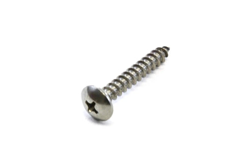 Close-up of 304 stainless steel screw from 80 Piece Marine Grade Stainless Truss Head Screw Set for Dock Bumper Installation