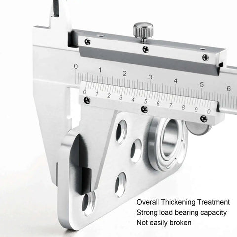 Detailed view of Beefy Heavy Duty Hidden Door Hardware with caliper measuring stainless steel Invisibles Pivot Hinge System