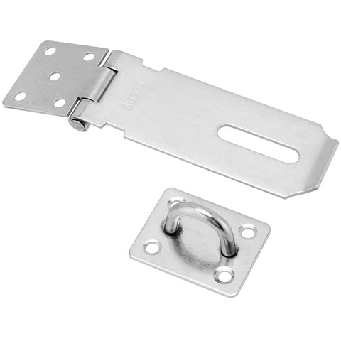 Stainless Steel Padlock Hasp Latch Heavy Duty Security Hasp With Mounting Screws, shown in disassembled view.
