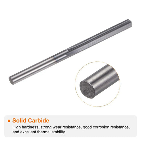 Carbide Chucking Reamer Pro Grade 0.127 Inch Diameter With 3.226 mm Cutting Diameter And 25 mm Cutting Length For Metalworking Lathes CNC Machining Centers Straight Flute Straight Shank Black Tool showing full and close-up view