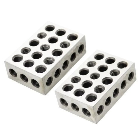 Ultra Precision 1 2 3 Blocks Set With Screw Matched Pair And 23 Holes Hardened Steel 1x2x3 Inch Setup Blocks For CNC Milling And Precision Machining With Cross Drilling Design And.0001 Inch Squareness And.0001 Inch Parallelism In A Handy Plastic Case