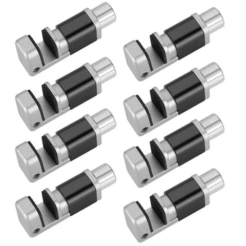 Eight-pack of phone screen clip with adjustable aluminum fixture and rubber pads, used for LCD screen alignment and repair.