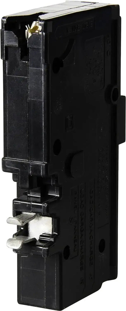 Side view of Homeline 15 Amp One Pole Arc Fault Circuit Interrupter CAFI CAFCI 120 Volt AC Breaker, plug-on neutral.