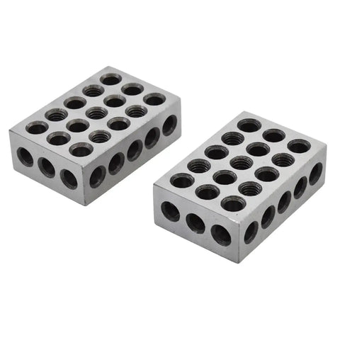 Ultra Precision Machinist Block Set 1x2x3 With 23 Holes For Milling Machines, Matched Pair, 0.0002 Inch Tolerance, heat treated steel