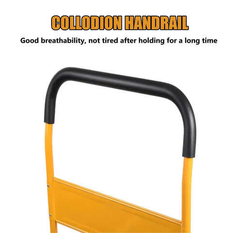 Collodion handrail of Heavy Duty Foldable Platform Truck With 880 Lb Capacity For Large Loads, Space Saving Push Cart in yellow.