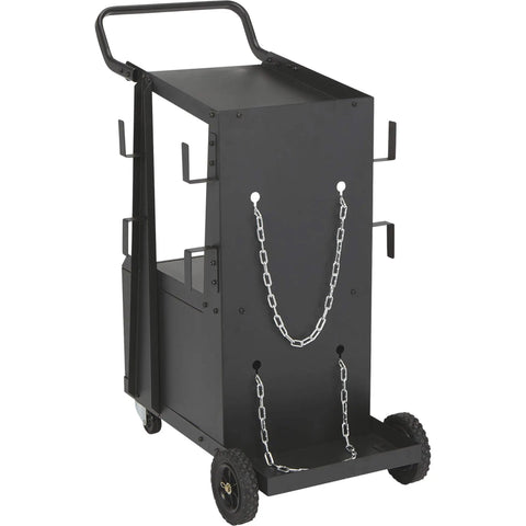 Two Tier Welding Cart With Locking Cabinet, Heavy Duty Shop Organizer, 31 In Long By 19 In Wide By 38 In High, 100 Lb Capacity