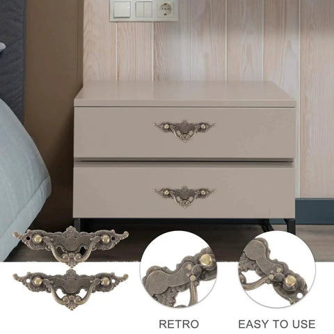 Vintage Cabinet Handles 4.33 Inch Antique Brass Drawer Pulls Decorative Dresser Hardware on bedside table