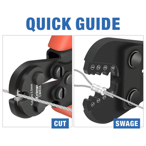 Wire Rope Crimping Tool For Aluminum Oval Sleeves And Ferrules, Heavy Duty Swaging Kit With Wire Rope Cutter, Precise Crimping Guide