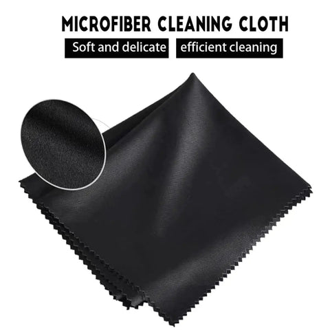 Black microfiber cleaning cloth for glasses, screens, and electronics, size 6 by 7 inch, part of 12 Pack Microfiber Cleaning Cloths