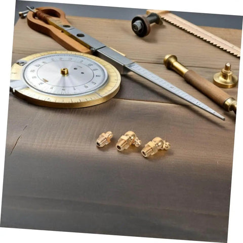 Dope Copper Grease Fitting Kit, 9 Piece Universal Nipple Adapters For Cars And Trailers shown on a wooden surface