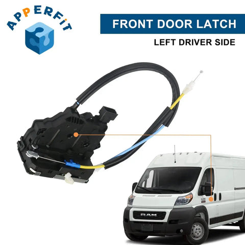 Left Front Driver Door Latch Actuator With Cables For RAM ProMaster Cargo Van Direct Fit Replacement Part 2019 2020 2021 2022 2023 2024