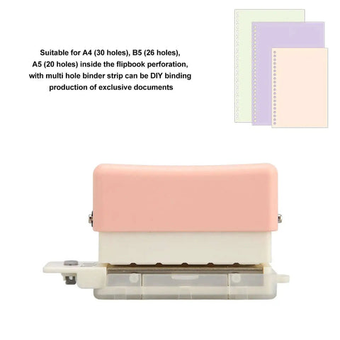 Portable 6 Hole Punch Adjustable Metal Handy Hole Puncher with Chip Tray and Positioning Pillar for A4, B5, A5 Paper Formats