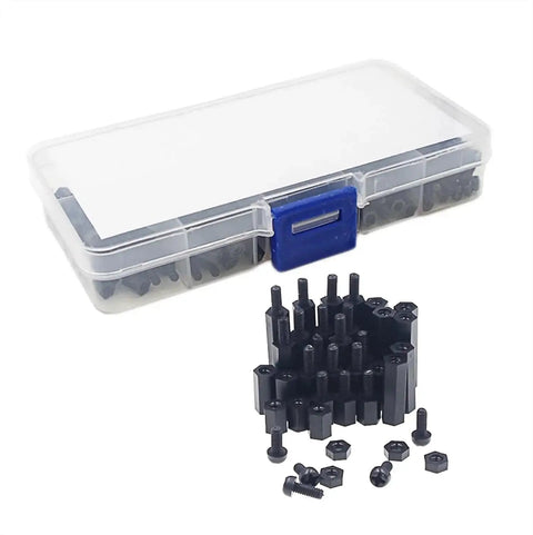 Black Nylon M2.5 Hex Spacer Standoffs Screws Nuts Assortment Kit 240 Pieces Including Male And Female Standoffs In 6mm And 10mm Lengths For Electronics Projects RC Builds