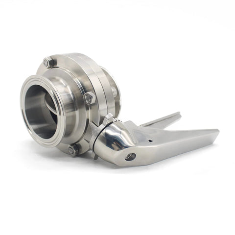 QiiMii stainless steel 304 tri-clamp butterfly valve with trigger handle and EPDM seal for 2 in tube OD