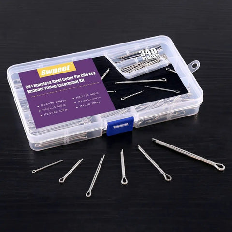 340 Piece 304 Stainless Steel Cotter Pin Clip Assortment Kit For Automotive Maintenance And Small Engine Repair Hairpin Style Heavy Duty