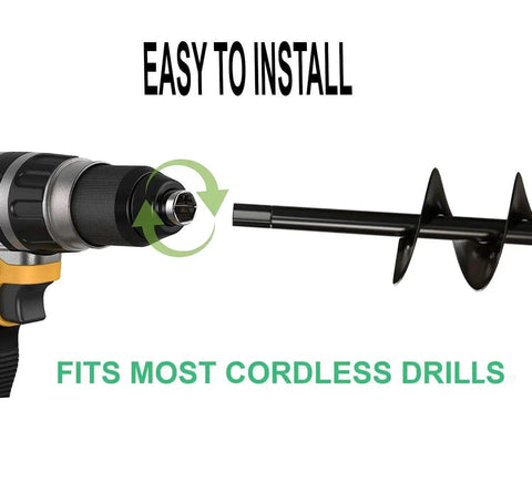 Auger Drill Bit Set for Planting Three Pack with Extension Three Eighths Inch Hex Drive Spiral Hole Planter installation