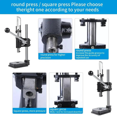Heavy Duty Leather Hole Puncher Hand Punch Manual Press With Ductile Iron Base Arbor Press for DIY Leather Craft, multiple views