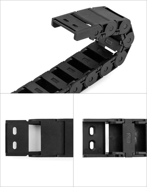 Semi Enclosed Cable Drag Chain For CNC Machines And Tools, 1 Meter Length, 2 Pack, Inner Size 15mm By 30mm, R28 38 Bending Radius