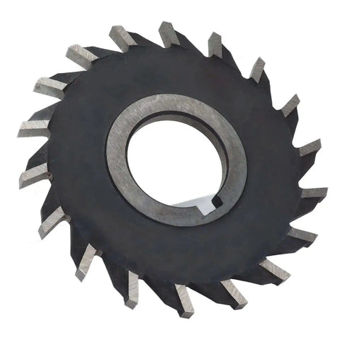 Front view of Gear Cutter Disc Set For Metalworking And Machining, HSS Gear Milling Cutter, 100 by 6 mm disc with 32 mm bore, 18 teeth