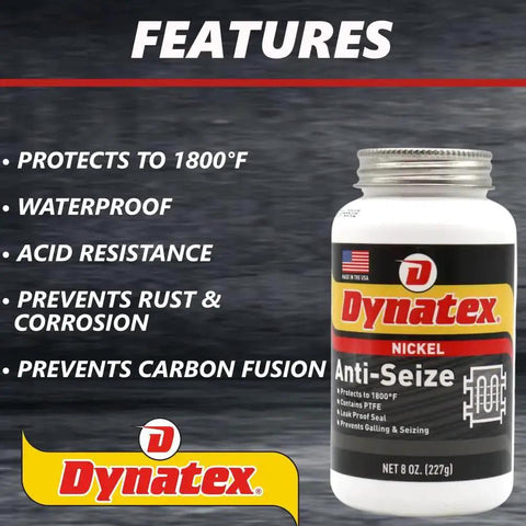 Nickel Based Anti Seize Lubricant Paste Heavy Duty Pro Grade 8 Oz Can No Sulfur Lead Copper Halogens Protects Against Extreme Heat Corrosion And Acidic Environments 2 Pack shown with features protecting against heat and corrosion.