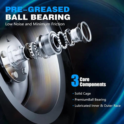 Pre-greased ball bearing components of the Front Or Rear Wheel Hub Bearing Assembly With ABS Go-To OEM-Grade Replacement Direct-Fit