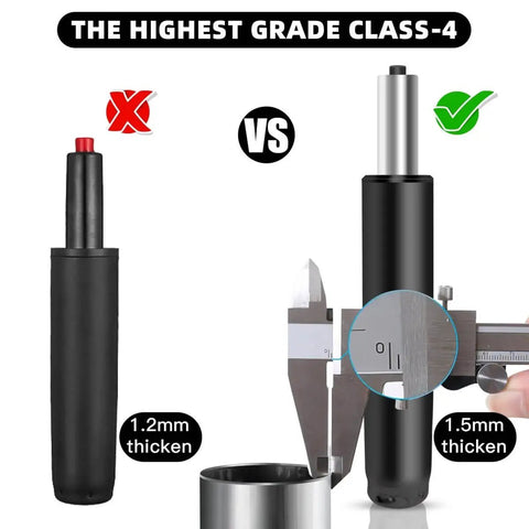 5.5 Inch Adjustable Office Chair Gas Lift Cylinder Replacement With Universal Fit For Most Chairs, comparison showing thickness differences