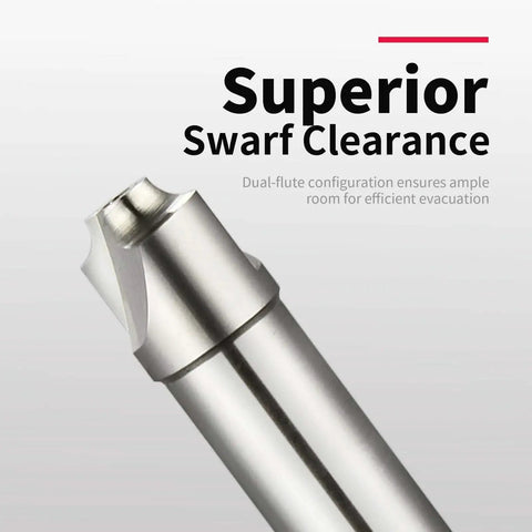Close-up of HSS 2-flute straight shank end mill from Five Piece Corner Radius Milling Set For Internal Radii R1 Through R5